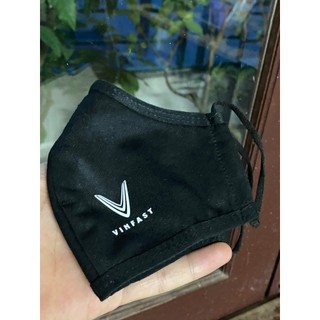 [ Khẩu trang Vinfast đen ] Vải cotton 2 lớp, lọc bụi, thời trang, in logo VF. Vinfast printed black facemask