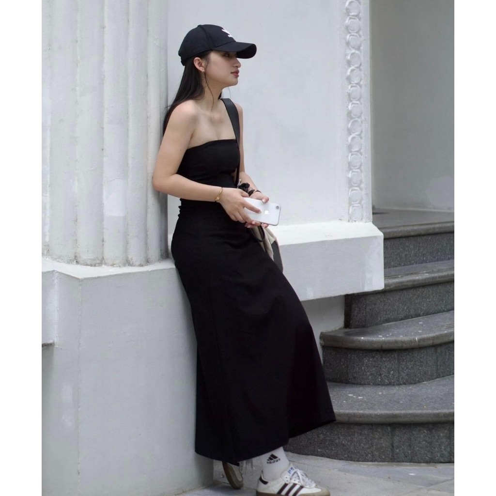 Váy Cúp Ngực Dáng Dài FLON DRESS, Đầm Ống Maxi Thun Dài Màu Trơn SAN Clothings - P42