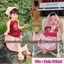 7-35kg Set Cô Tấm yếm đào đáng yêu, chất liệu lụa mát cho bé gái đi chơi trung thu, lễ tết