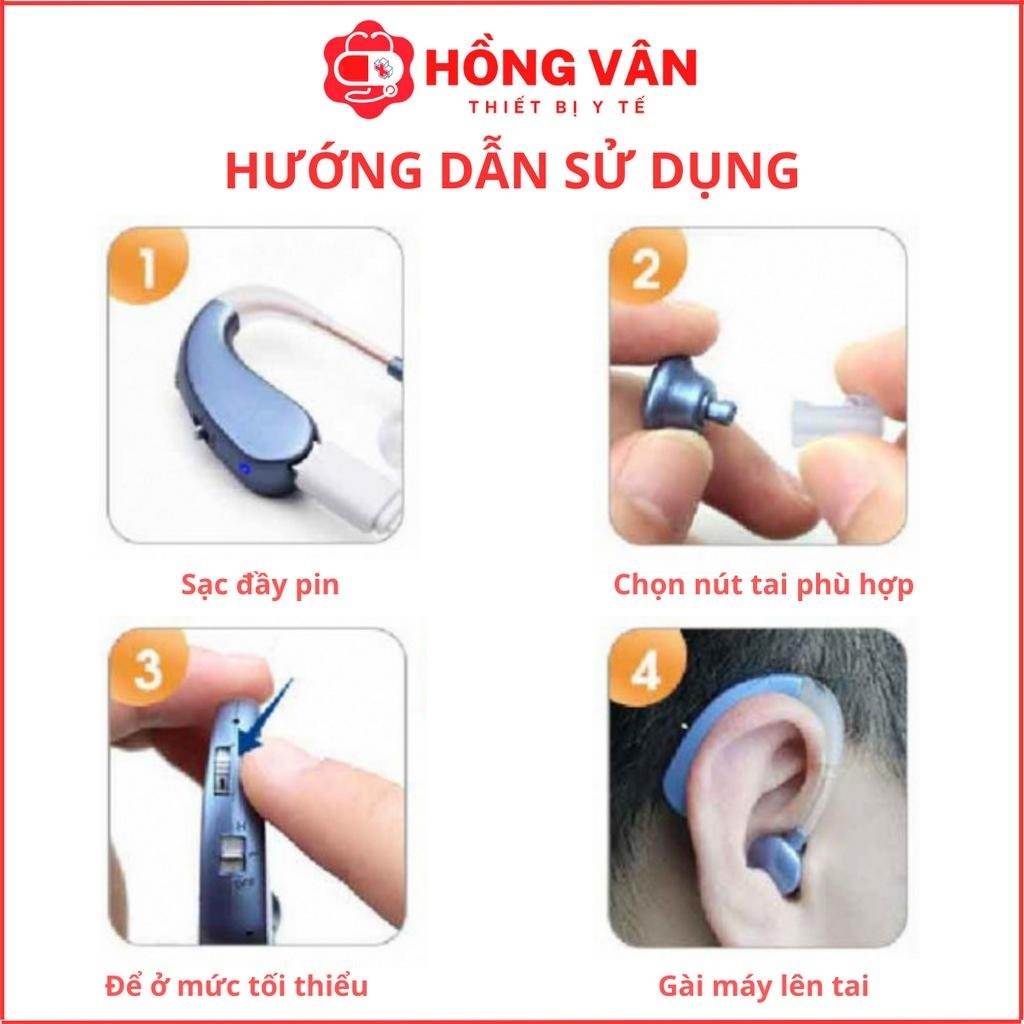 Máy trợ thính đeo vành tai VHP 1204 ( BẢO HÀNH 24 THÁNG ), tai nghe trợ thính không dây cho người già mã hóa âm thanh