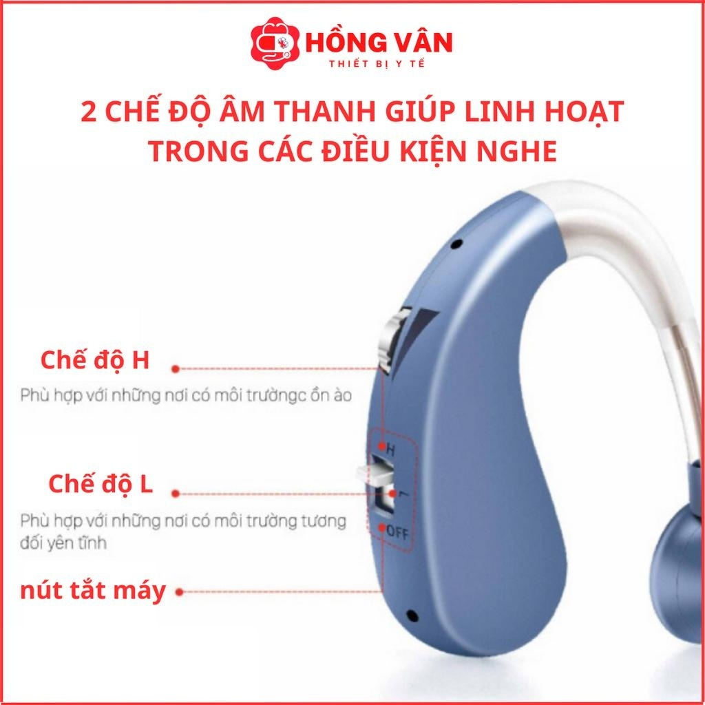 Máy trợ thính đeo vành tai VHP 1204 ( BẢO HÀNH 24 THÁNG ), tai nghe trợ thính không dây cho người già mã hóa âm thanh