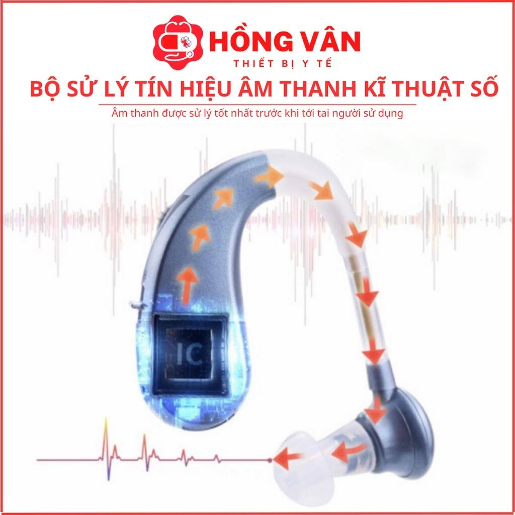 Máy trợ thính đeo vành tai VHP 1204 ( BẢO HÀNH 24 THÁNG ), tai nghe trợ thính không dây cho người già mã hóa âm thanh