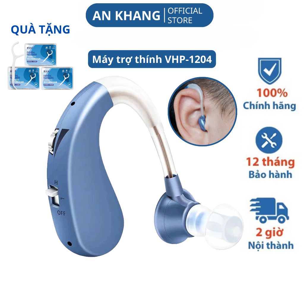 Máy trợ thính đeo vành tai VHP 1204 ( BẢO HÀNH 24 THÁNG ), tai nghe trợ thính không dây cho người già mã hóa âm thanh