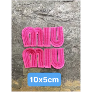 patch vải ủi nhiệt thêu hình thời trang chữ miu hồng combo (2hình)
