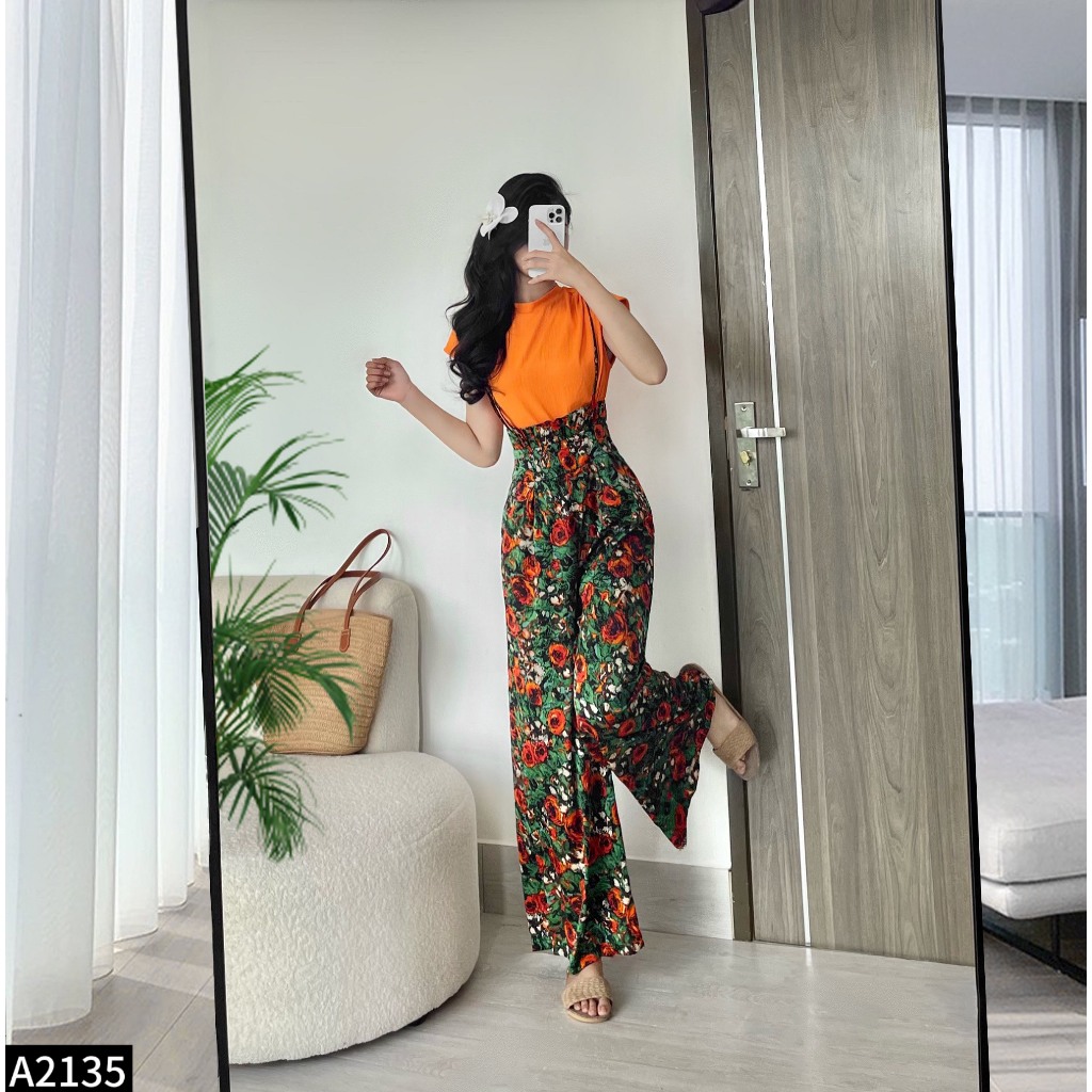 Set yếm lụa satin kèm áo phông A2135