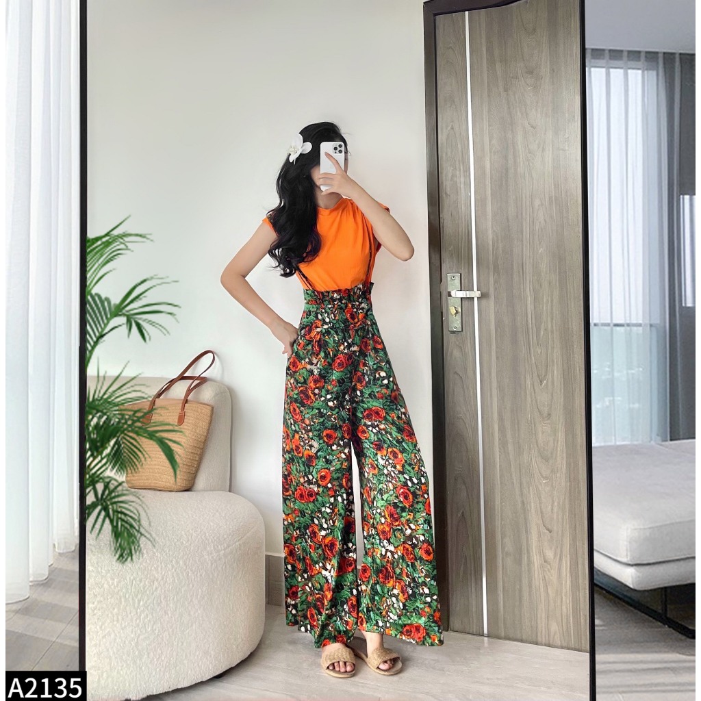 Set yếm lụa satin kèm áo phông A2135