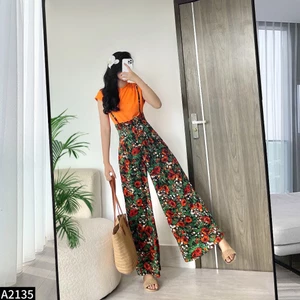 Set yếm lụa satin kèm áo phông A2135