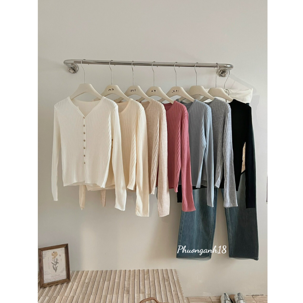 Áo khoác cardigan dệt kim cúc đồng tay dài 802