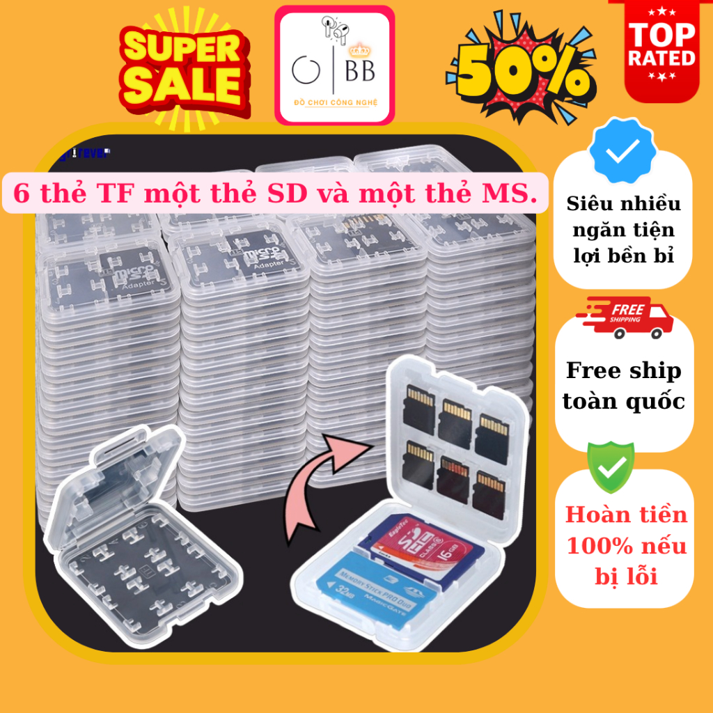 [8 ngăn] Hộp Nhựa Đựng Thẻ Nhớ micro SD TF SDHC MS 8 Trong 1 Chống Bụi ...