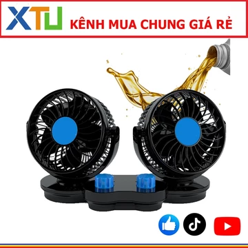 [Kênh XTU trợ giá]Quạt đôi với 2 công tắc điều khiển riêng biệt xoay 360 độ, sử dụng acquy 12V/24V công nghệ lốc xoáy mớ