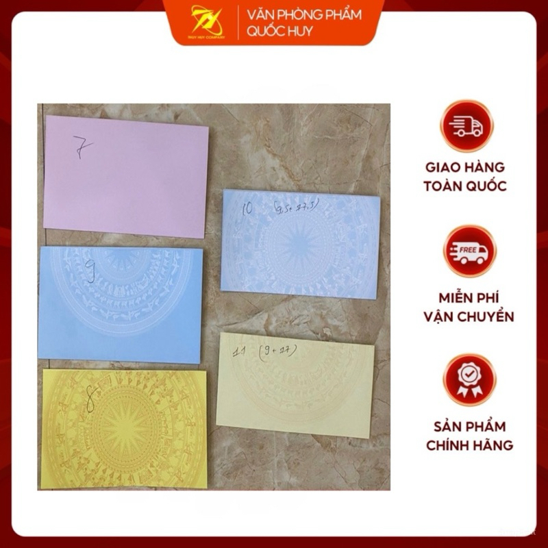 [SỈ] PHONG BÌ TRỐNG ĐỒNG KT9,5X18CM, TÚI 100 CÁI - VPP QUỐC HUY. CHÚ THÍCH MẪU