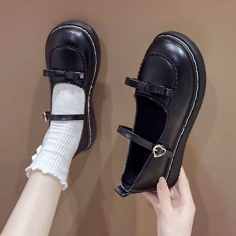 Giày Mary Jane Nữ Đính Nơ – Giày Tiểu Thư Hàn Quốc Quai Cài Dễ Phối