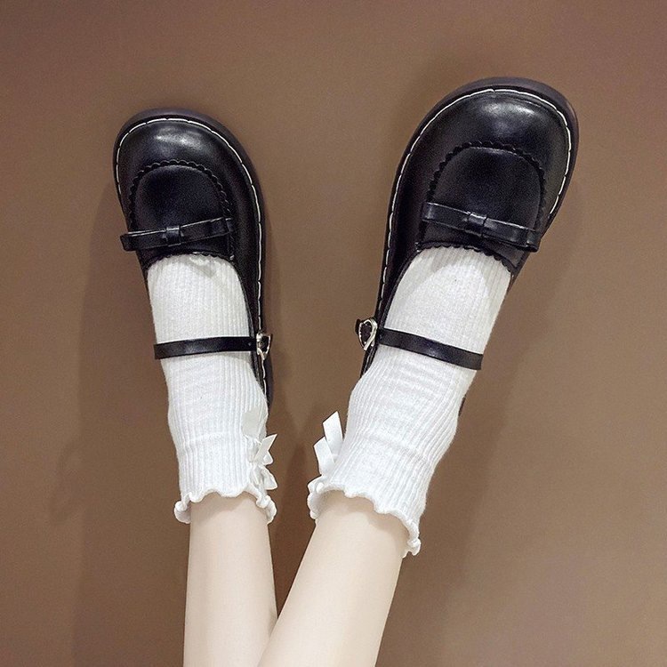 Giày Mary Jane Nữ Đính Nơ – Giày Tiểu Thư Hàn Quốc Quai Cài Dễ Phối