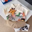 Bộ quần áo QC áo polo chất vải cotton in họa tiết động vật kèm quần kaki nâu mềm cho bé trai gồm áo và quần