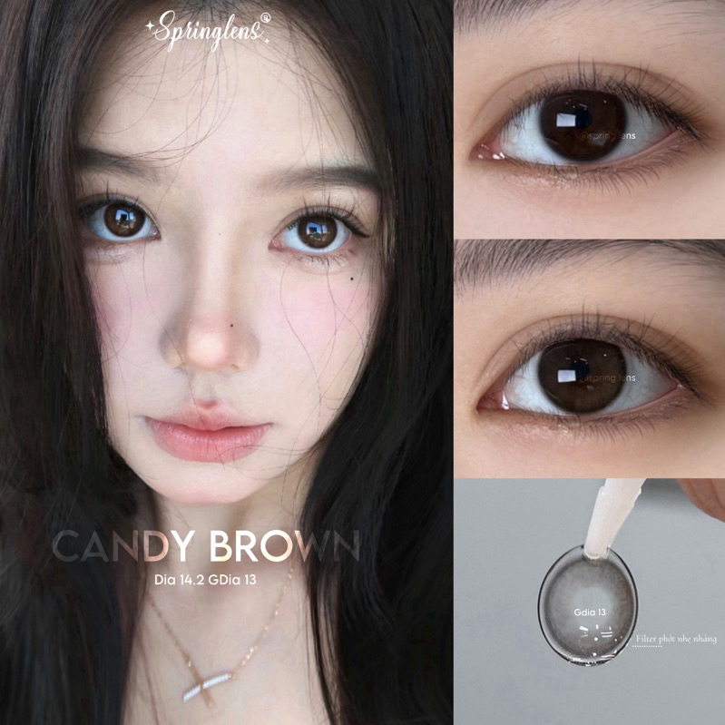 Kính áp tròng filter hiệu ứng CANDY BROWN nâu phớt nhẹ tự nhiên 1 tháng | Spring Lens