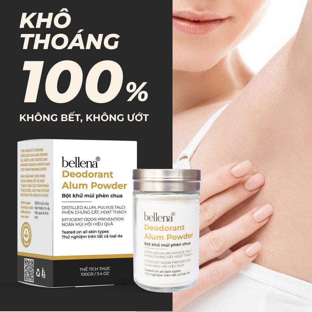 Phèn chua khử mùi hôi nách bột phèn chua chưng cất Bellena PC 100gr