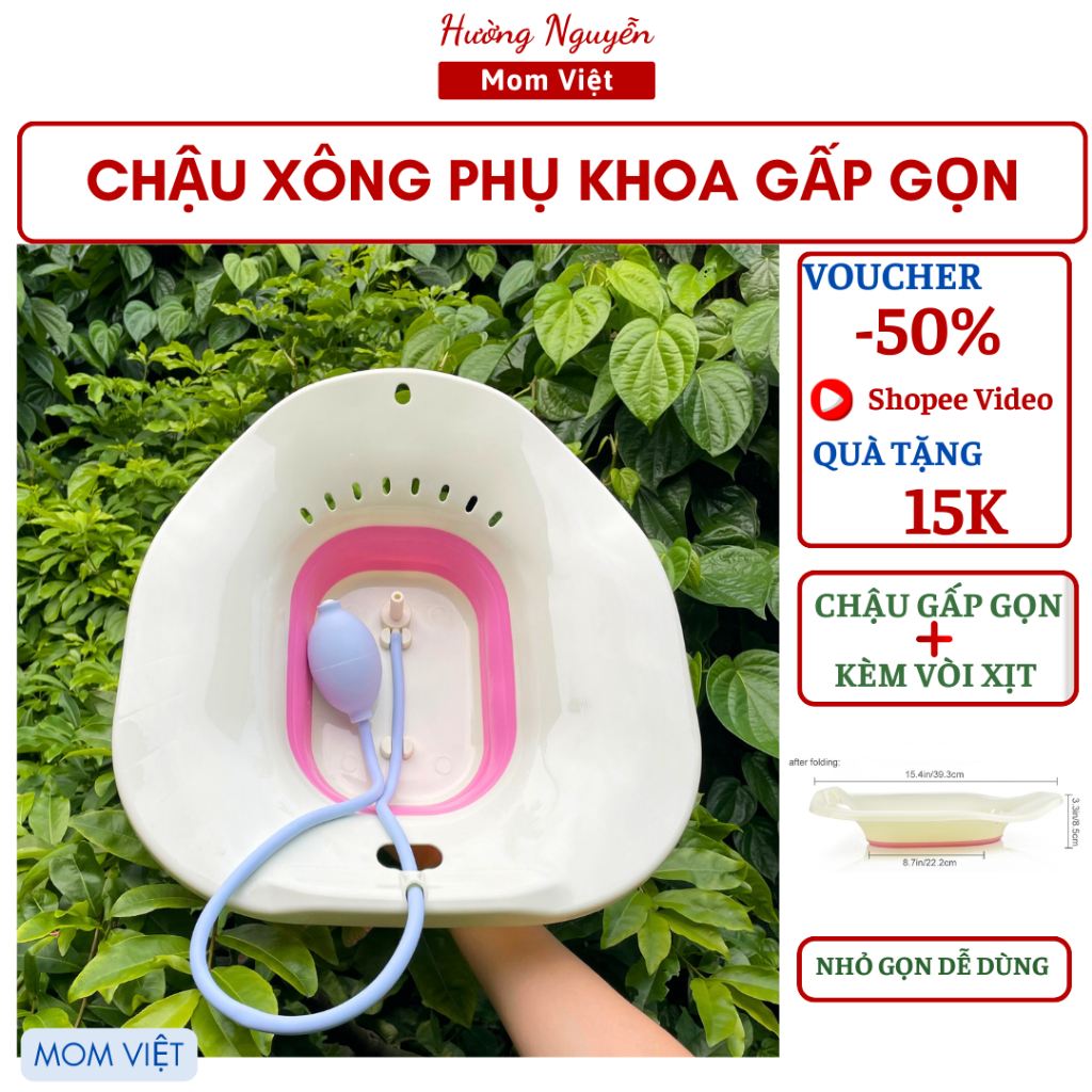 CHẬU XÔNG GẤP GỌN + GÓI XÔNG VÙNG KÍN ( CÓ CHE TÊN SP)