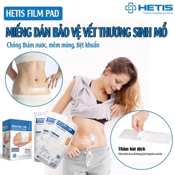 Gạc vết thương chống thấm nước có gạc vô trùng Hetis Film Pad (1 miếng)