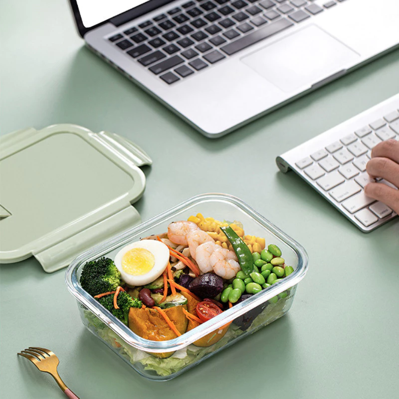 Hộp cơm thủy tinh văn phòng chia ngăn chống tràn UCHAN chịu nhiệt dùng được trong lò vi sóng SP08
