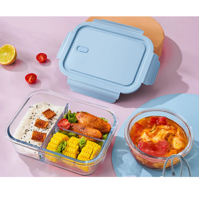 Hộp cơm thủy tinh văn phòng chia ngăn chống tràn UCHAN chịu nhiệt dùng được trong lò vi sóng SP08