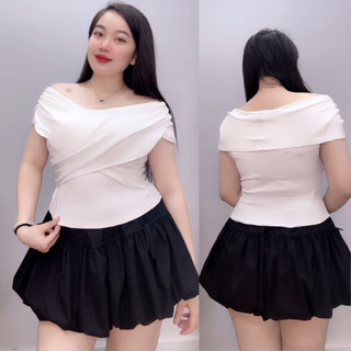 Áo thun kiểu nữ Nhỏ Clothing trễ vai cổ tim tôn dáng chất borip mềm mịn xinh xắn nhiều phong cách có bigsize A240