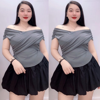 Áo thun kiểu nữ Nhỏ Clothing trễ vai cổ tim tôn dáng chất borip mềm mịn xinh xắn nhiều phong cách có bigsize A240