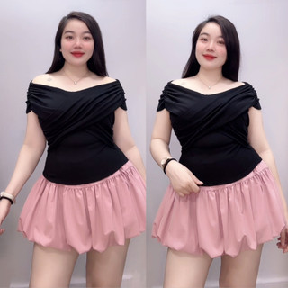 Áo thun kiểu nữ Nhỏ Clothing trễ vai cổ tim tôn dáng chất borip mềm mịn xinh xắn nhiều phong cách có bigsize A240