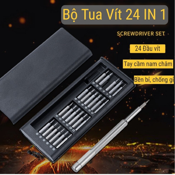 (Gía Sỉ) Bộ Tua Vít 24 Món Đa Năng, Bộ Tua Vít Nam Châm Mini Tháo Lắp Chi Tiết Điện Thoại, Máy Tính, Laptop Nhỏ Gọn