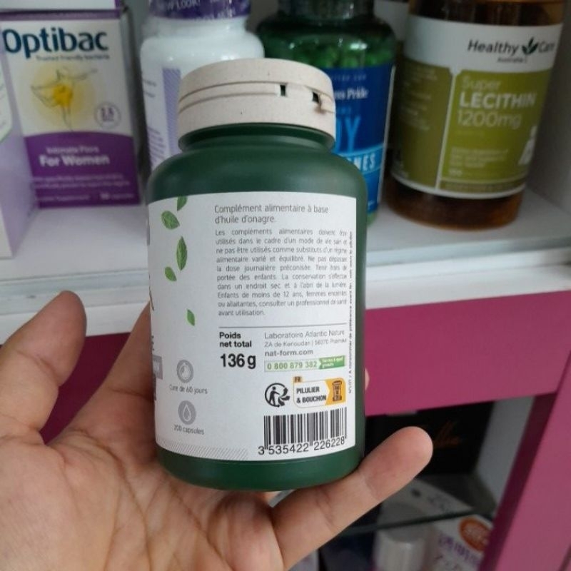 Hoa Anh Thảo Hữu Cơ Pháp Nat Form Huile Onagre 1500mg Lọ 200 Viên
