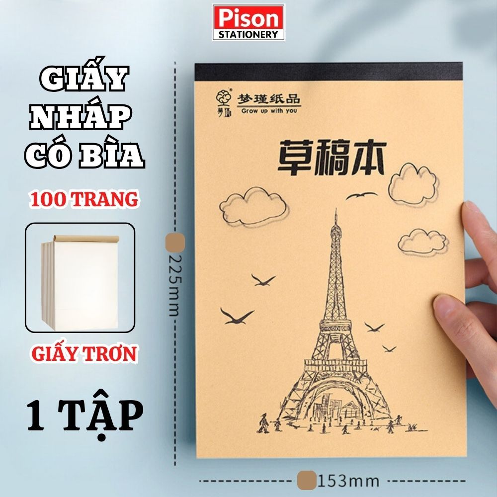 Giấy nháp, bản thảo phân vùng Pison size B5 80 trang không bìa dành cho ...