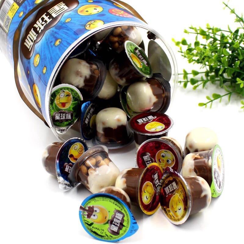 Hũ 100 cái Bánh Crunch Bánh quy bi sốt Socola Sữa