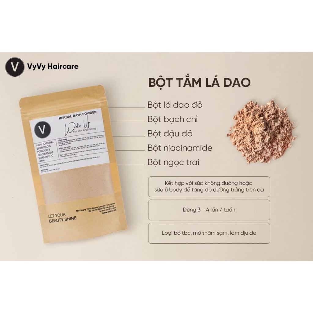 Ảnh Bột tắm lá dao thiên nhiên herbal bath powder Wake Up sạch mềm sáng khỏe da vyvyhaircare V 120gr / 480gr 2