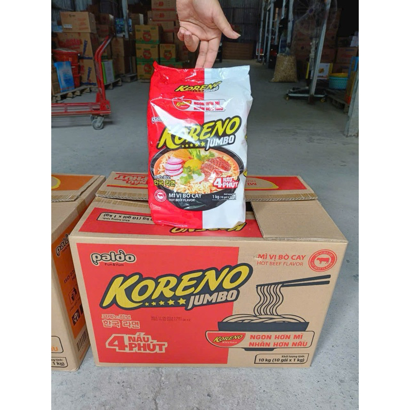 10 gói Mì Koreno Jumbo Hàn Quốc Bò Cay/Kim Chi
