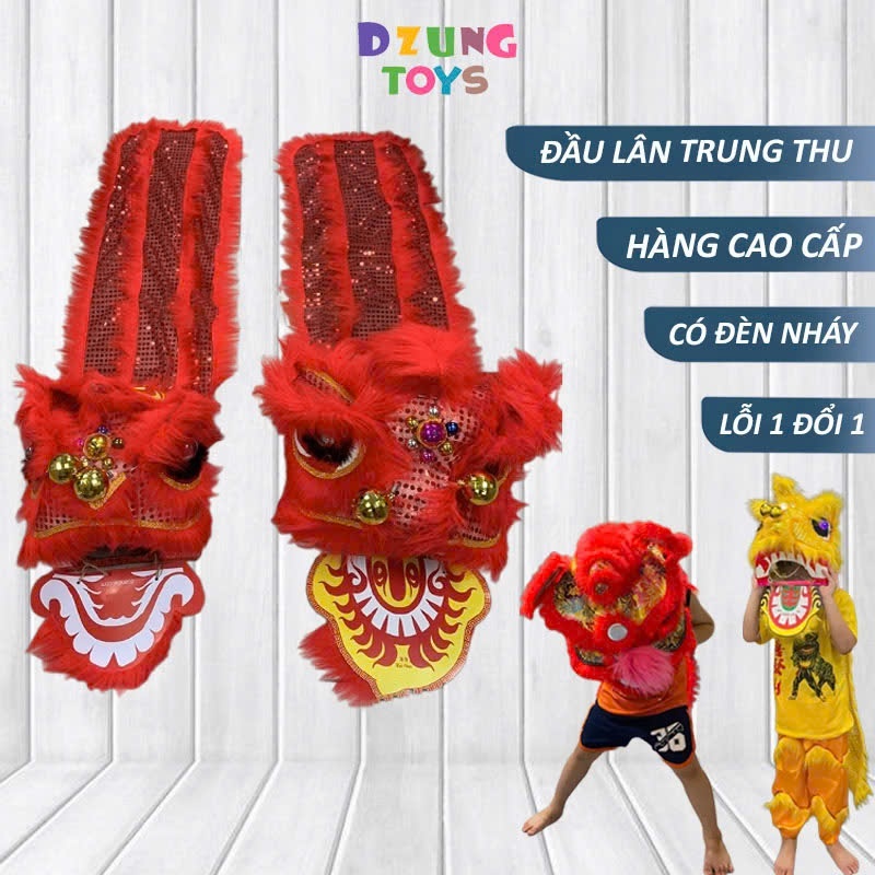 Đầu Lân Trung Thu Cho Bé – Đầu Múa Lân Sử Tử Cho Bé Có Đèn Nháy Và Đuôi Kim Sa _ (Đồ Chơi Trung Thu Cho Bé)