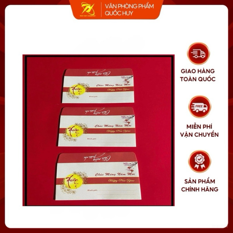 PHONG BÌ CHÚC TẾT KÍCH THƯỚC 10,5x18,5CM TẬP 100 CÁI - VPP QUỐC HUY.