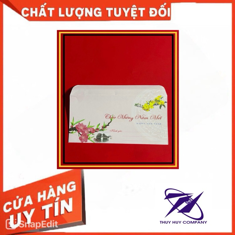 PHONG BÌ CHÚC MỪNG NĂM MỚI KHỔ 10,5x18,5CM, TẬP 100 CÁI- VPP QUỐC HUY.