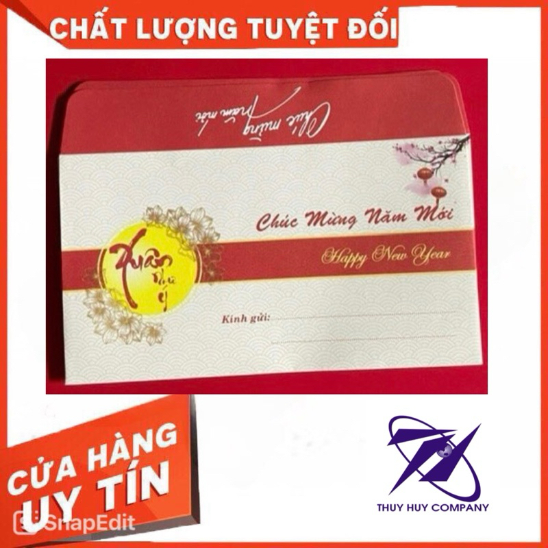 PHONG BÌ CHÚC TẾT KÍCH THƯỚC 10,5x18,5CM TẬP 100 CÁI - VPP QUỐC HUY.