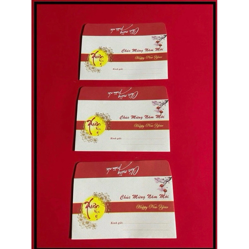 PHONG BÌ CHÚC TẾT KÍCH THƯỚC 10,5x18,5CM TẬP 100 CÁI - VPP QUỐC HUY.