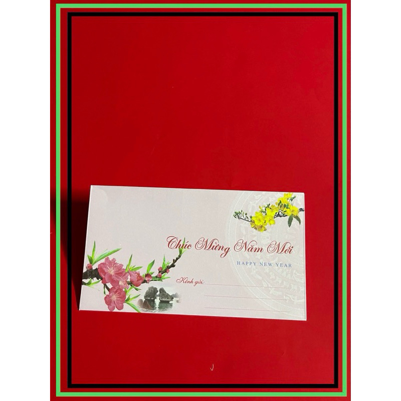 PHONG BÌ CHÚC MỪNG NĂM MỚI KHỔ 10,5x18,5CM, TẬP 100 CÁI- VPP QUỐC HUY.