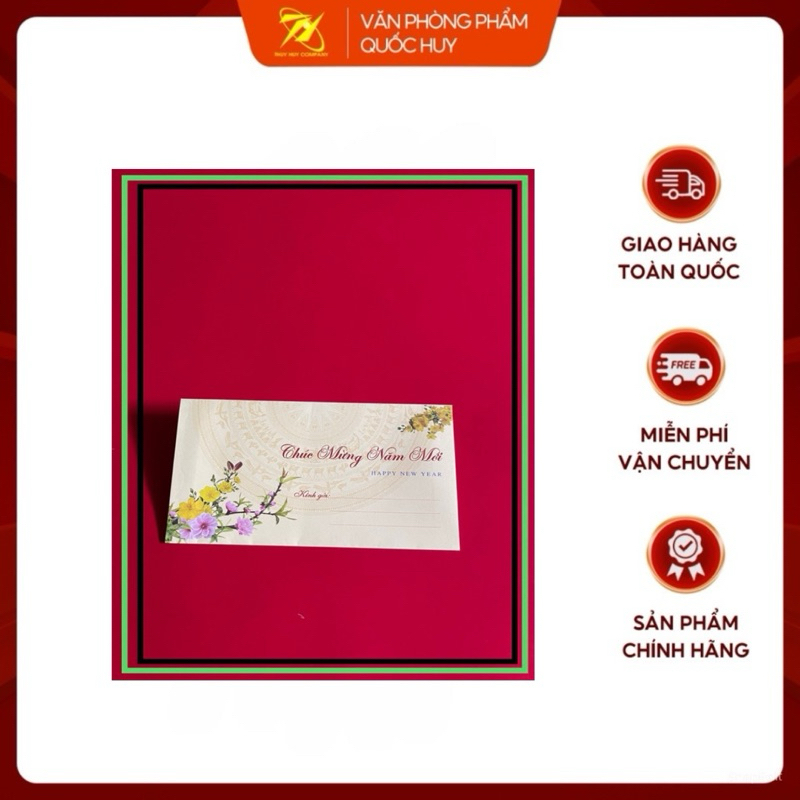 PHONG BÌ CHÚC TẾT 10,5X18,5CM, 100 CÁI/1 TẬP - VPP QUỐC HUY.