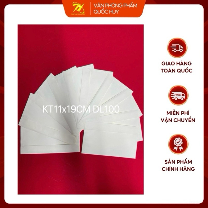 PHONG BÌ TRẮNG KT11x19, ĐL100, TÚI 100 CÁI - VPP QUỐC HUY