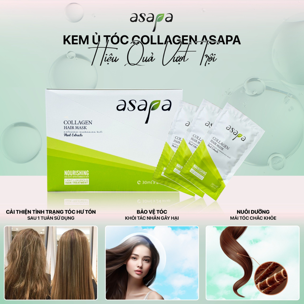 Kem ủ Collagen Keratin phục hồi tóc hư tổn Asapa 30ml