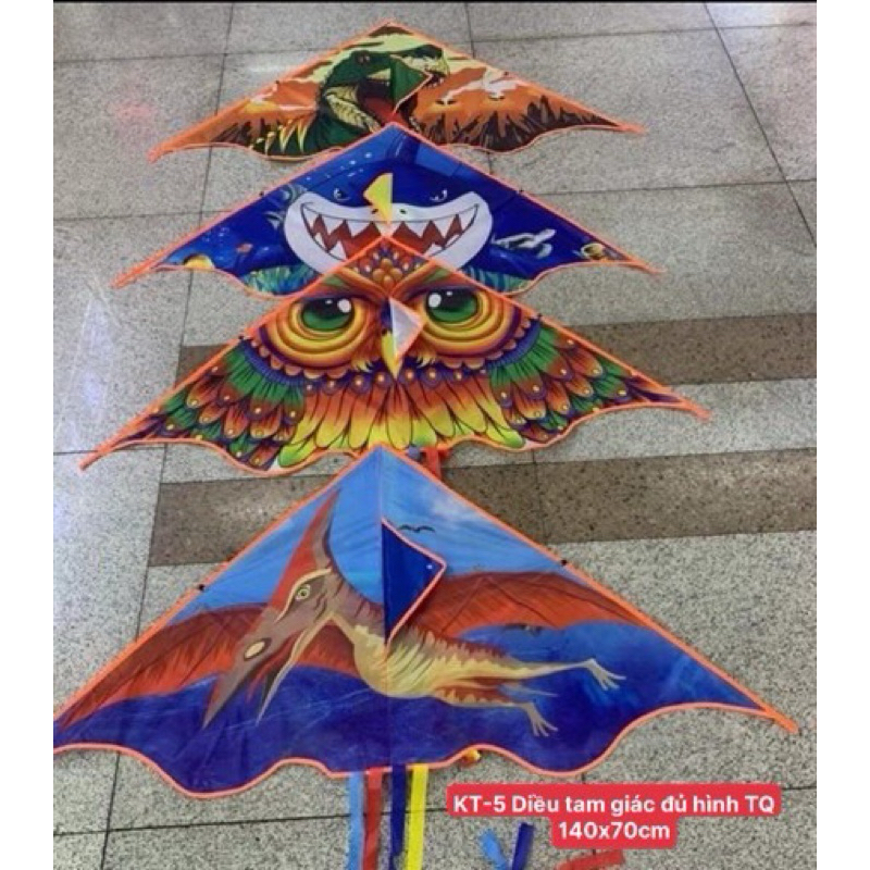 Diều thả cho bé mùa hè diều phụng hoàng siêu nhân cá mập - Diều 3D tam giác