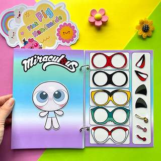 Đồ chơi bóc dán búp bê bọ rùa và mèo con - 3 búp bê, 5 nhân vật - Pighandmade