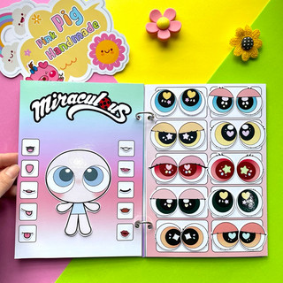 Đồ chơi bóc dán búp bê bọ rùa và mèo con - 3 búp bê, 5 nhân vật - Pighandmade