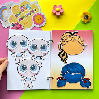 Đồ chơi bóc dán búp bê bọ rùa và mèo con - 3 búp bê, 5 nhân vật - Pighandmade