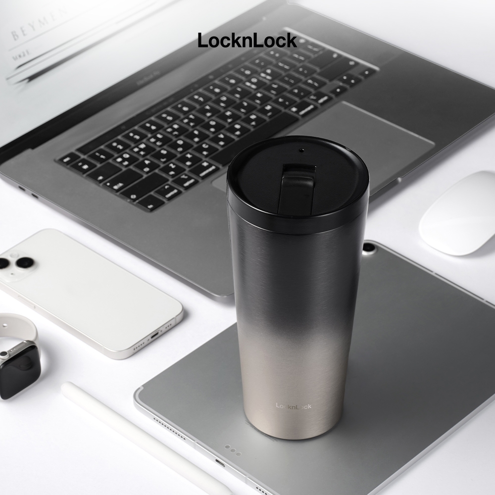 Ly giữ nhiệt LocknLock 540ml nắp trượt LHC4279VOL đế silicone chống trượt - K-MALL