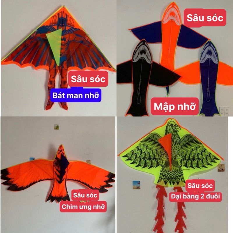 Diều thả cho bé mùa hè diều phụng hoàng siêu nhân cá mập - Diều 3D tam giác