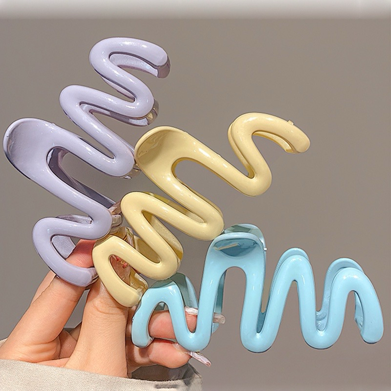 Kẹp Tóc Càng Cua Gợn Sóng Bằng Acrylic Cỡ Lớn Xinh Xắn Phong Cách Hàn Quốc Phụ Kiện Tóc Cho Nữ và Bé Gái