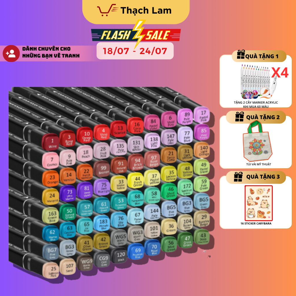 [Cào là có quà]Bút Màu Marker Touch Bộ 100 Màu Sắc Đa Dạng - Bút Màu Dạ Vẽ Tranh